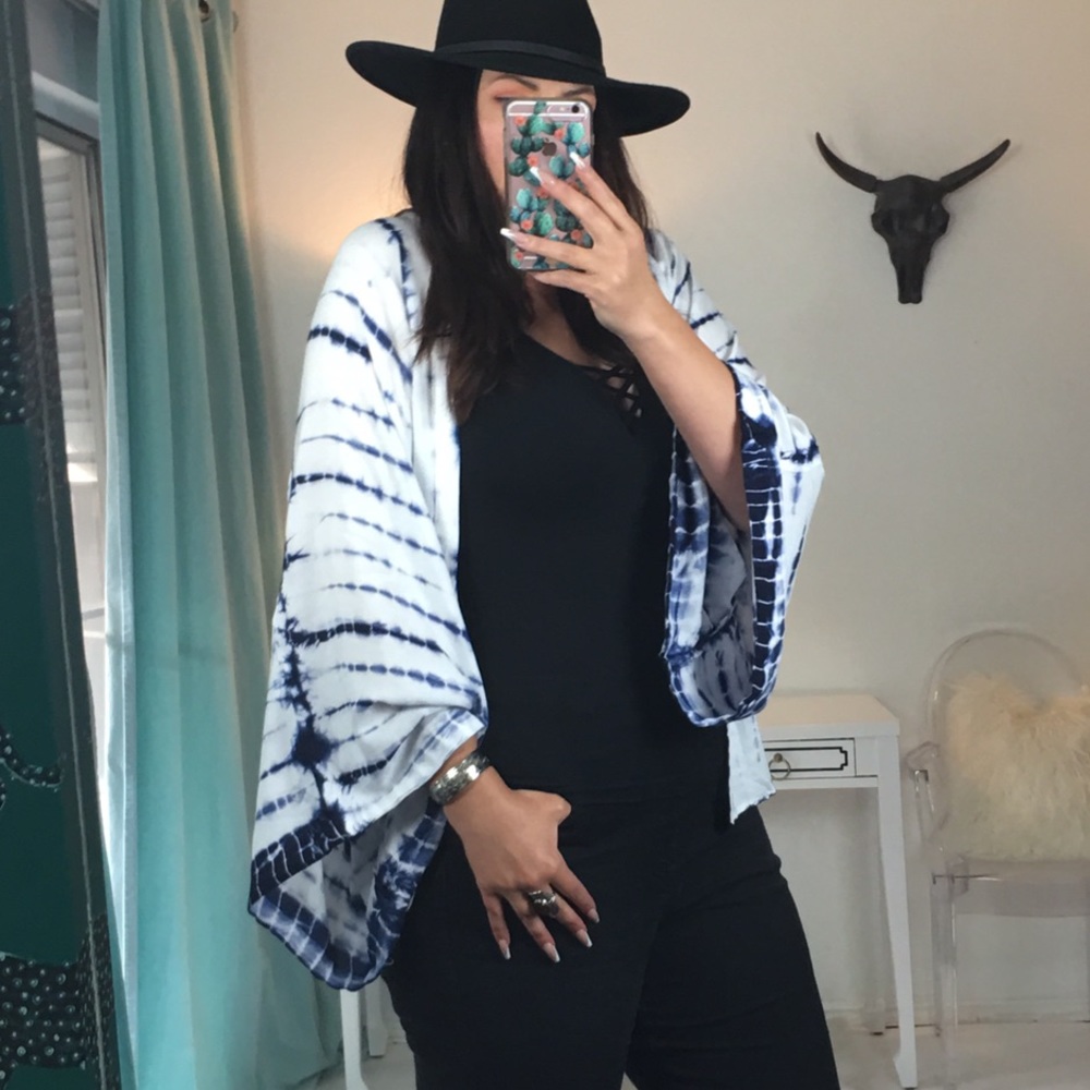 Tie-Dye Kimono Duster Statement Sleeve Duster 70s - Picture 8 of 8